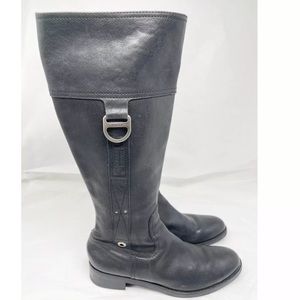 WOMENS BALLY ITALIAN BLACK LEATHER RIDING BOOTS SZ 7.5